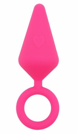 Розовая анальная пробка с кольцом Candy Plug S - 7,1 см. 