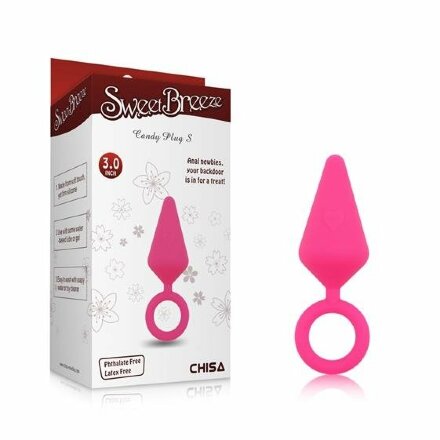 Розовая анальная пробка с кольцом Candy Plug S - 7,1 см. 