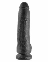 Чёрный фаллоимитатор 9&quot; Cock with Balls - 22,9 см.