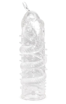 Закрытая рельефная насадка Crystal sleeve snakes в виде змеи с усиками - 14 см. 