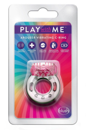 Розовое эрекционное виброкольцо Arouser Vibrating C-Ring 