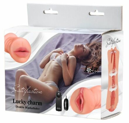 Двусторонний мастурбатор с вибропулей Satisfaction Lucky charm 