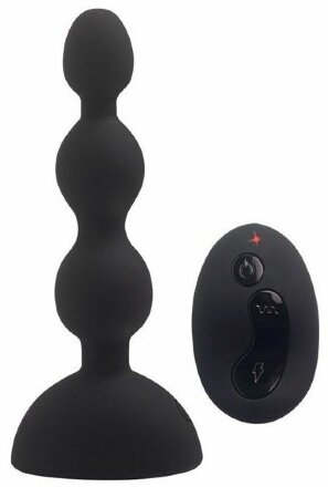 Черный анальный вибростимулятор Anal Beads S с пультом ДУ - 14,5 см.  