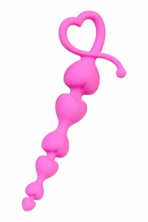 Розовая силиконовая анальная цепочка Sweety - 18,5 см. 