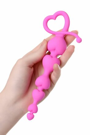 Розовая силиконовая анальная цепочка Sweety - 18,5 см. 