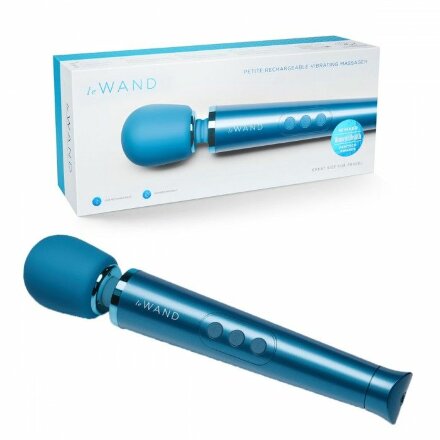 Синий жезловый мини-вибратор Le Wand c 6 режимами вибрации 