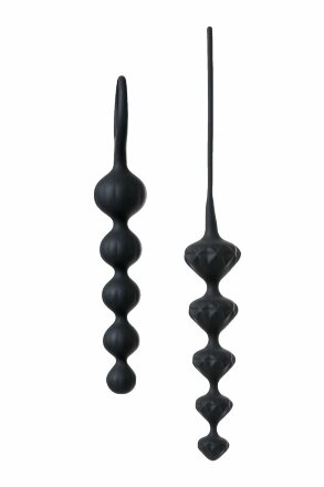 Набор из 2 чёрных анальных цепочек Satisfyer Beads 