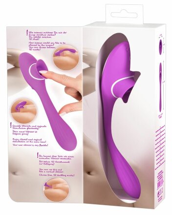 Лиловый гнущийся вибратор Licking Vibe - 22,3 см. 