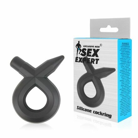 Черное силиконовое эрекционное кольцо Sex Expert 